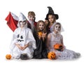 Children in Halloween costume on white Royalty Free Stock Photo