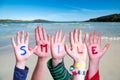 Children Hands Building Word Smile, Ocean And Sea Royalty Free Stock Photo