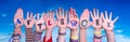 Children Hands Building Word Afterwork, Blue Sky Royalty Free Stock Photo