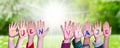 Children Hands Building Word Buen Viaje means Good Trip, Grass Meadow