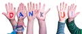 Children Hands Building Word Dank U Means Thank You, Isolated Background Royalty Free Stock Photo