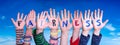 Children Hands Building Word Fairness, Blue Sky