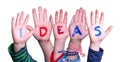 Children Hands Building Word Ideas, Isolated Background