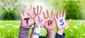 Children Hands Building Word Tips, Grass Meadow