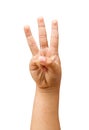Children hands show the number three Royalty Free Stock Photo