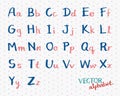 Children Handwritten Alphabet Vector. English Font Letters Illustration.