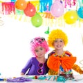 Children happy birthday party with clown wigs Royalty Free Stock Photo
