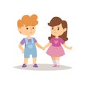 Children happy couple cartoon relationship characters lifestyle vector illustration girl and boy friends. Royalty Free Stock Photo