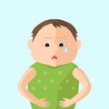 Children have an abdominal pain. Character in Flat style