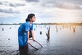 Children have fun fishing in lakel. Life style of children Royalty Free Stock Photo