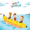 Children Having Fun On Banana Boat Royalty Free Stock Photo