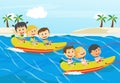 Children Having Fun On Banana Boat Royalty Free Stock Photo