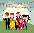 Children having fun on Halloween night party Royalty Free Stock Photo