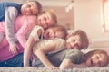 Children having fun at home. Royalty Free Stock Photo