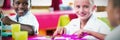 Children having lunch during break time in school cafeteria Royalty Free Stock Photo