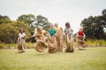 Children having a sack race Royalty Free Stock Photo