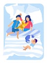 Children Having Sweet Dreams in One Bed Cartoon Royalty Free Stock Photo