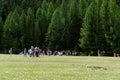 Children from the health camp relax in nature in the vicinity of the village of Aktash of the Altai Republic