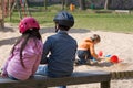 Children with Helmets Royalty Free Stock Photo