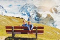 Children hiking in mountains Royalty Free Stock Photo