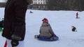 Children hill sledge snow