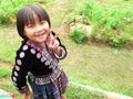 Children hmong tribal and child thai karen ethnic on Mon Jam village mountain hill posing portrait for take photo playing with