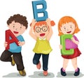 children holding abc letters. Vector illustration decorative design