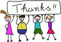 Children holding banner for Thanks