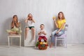 Children holding a basket of fresh fruit and vegetables healthy food Royalty Free Stock Photo