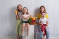 Children holding a basket of fresh fruit and vegetables healthy food Royalty Free Stock Photo