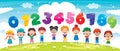 Children Holding Colorful Number Balloons