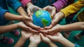 Children holding the Earth together Royalty Free Stock Photo