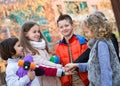 Children holding hands and giving friendship vow Royalty Free Stock Photo