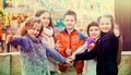 Children holding hands and giving friendship vow Royalty Free Stock Photo