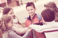 Children holding hands and giving friendship vow Royalty Free Stock Photo