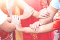 Children holding hands and playing together Royalty Free Stock Photo