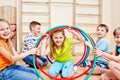 Children holding hula hoops Royalty Free Stock Photo