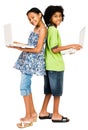 Children holding laptops and smiling Royalty Free Stock Photo