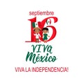 Children holding Mexico flags. Mexican translation: 16 th of September. Happy Independence day Viva Mexico