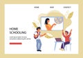 Children homeschooling or distance computer education, e-learning website vector