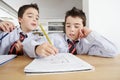 Children with Homework at Home Royalty Free Stock Photo