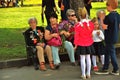 Children honoring war veterans. Gorky park in Moscow