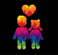 Children icon couple icon with heart Love little boy and girl