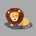 A children illusrtation of a lion lying on the ground Royalty Free Stock Photo