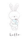 Children illustration animal rabbit postcards cute animals graphik