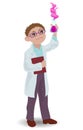 Children illustration with a chemist boy.