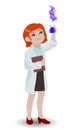 Children illustration with a chemist girl.