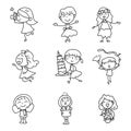 Children illustration hand drawing vector happy kids girls happiness concept abstract cartoon character Royalty Free Stock Photo