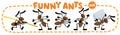 Funny small ants set. Children vector illustration Royalty Free Stock Photo