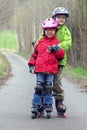 Children on inline skates